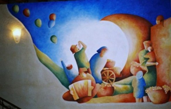 Festa notturna dopo la vendemmia, affresco
